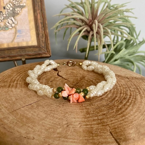 Gorgeous Vintage Twisted Freshwater Pearl Bracelet - Picture 5 of 7